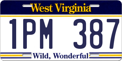 WV license plate 1PM387