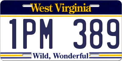 WV license plate 1PM389