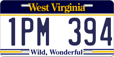 WV license plate 1PM394