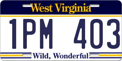 WV license plate 1PM403