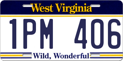 WV license plate 1PM406