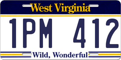 WV license plate 1PM412