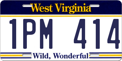 WV license plate 1PM414