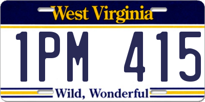 WV license plate 1PM415