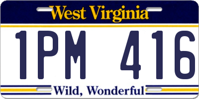 WV license plate 1PM416