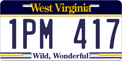 WV license plate 1PM417