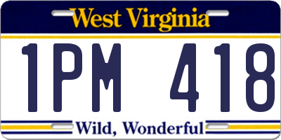 WV license plate 1PM418