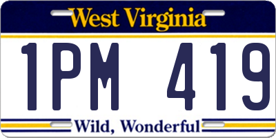 WV license plate 1PM419