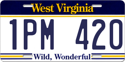 WV license plate 1PM420