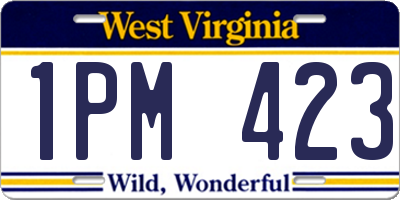 WV license plate 1PM423