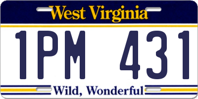 WV license plate 1PM431