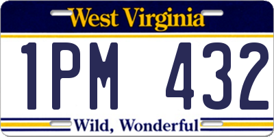 WV license plate 1PM432
