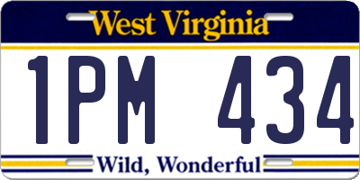 WV license plate 1PM434
