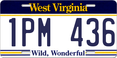 WV license plate 1PM436