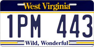 WV license plate 1PM443