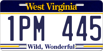 WV license plate 1PM445