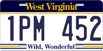 WV license plate 1PM452