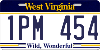 WV license plate 1PM454