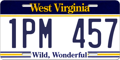 WV license plate 1PM457