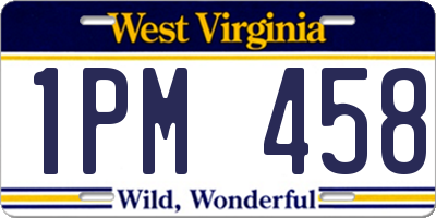 WV license plate 1PM458