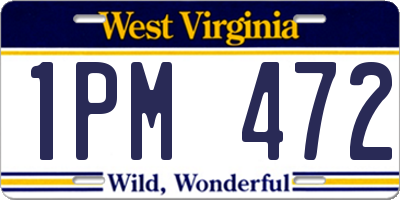 WV license plate 1PM472