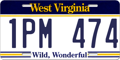 WV license plate 1PM474