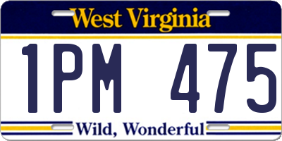 WV license plate 1PM475