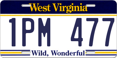 WV license plate 1PM477