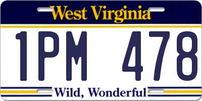 WV license plate 1PM478
