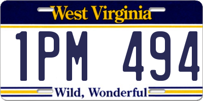 WV license plate 1PM494