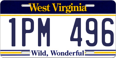 WV license plate 1PM496
