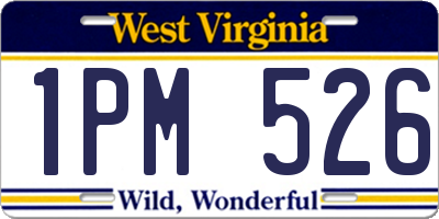 WV license plate 1PM526