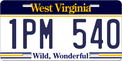 WV license plate 1PM540