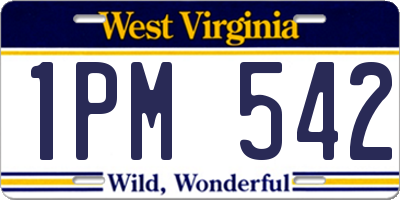 WV license plate 1PM542