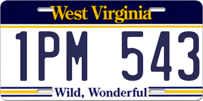 WV license plate 1PM543