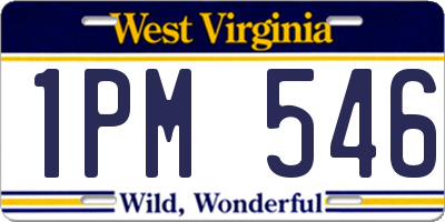 WV license plate 1PM546