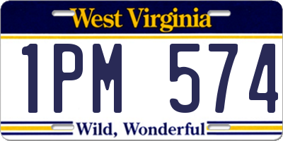 WV license plate 1PM574