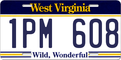 WV license plate 1PM608