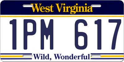 WV license plate 1PM617