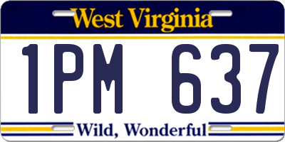 WV license plate 1PM637
