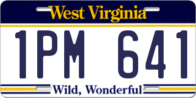 WV license plate 1PM641