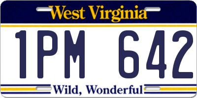 WV license plate 1PM642