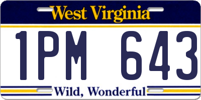 WV license plate 1PM643