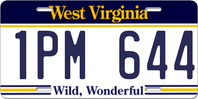 WV license plate 1PM644