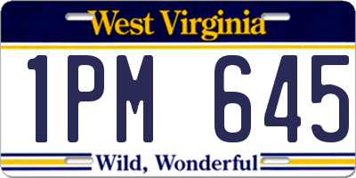 WV license plate 1PM645