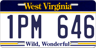 WV license plate 1PM646