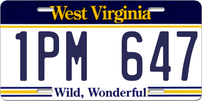 WV license plate 1PM647