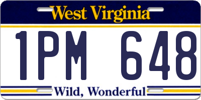 WV license plate 1PM648