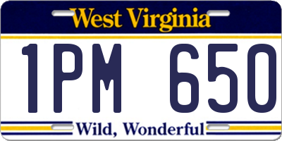 WV license plate 1PM650