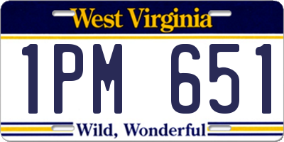 WV license plate 1PM651